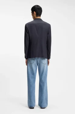 Modern-Fit Popeline-Blazer aus Woll-Mix