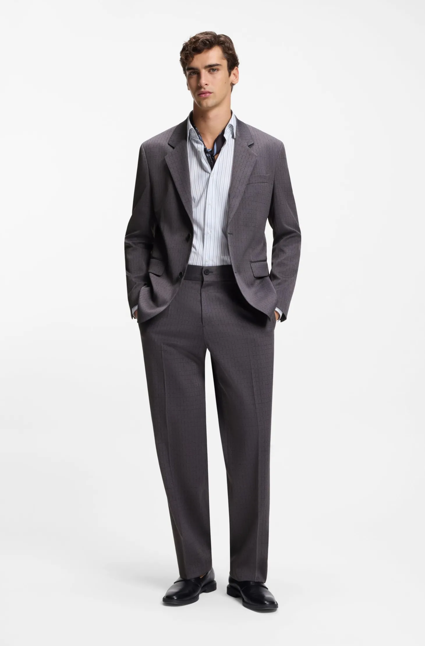 Modern-Fit Sakko aus kariertem Stretch-Gewebe