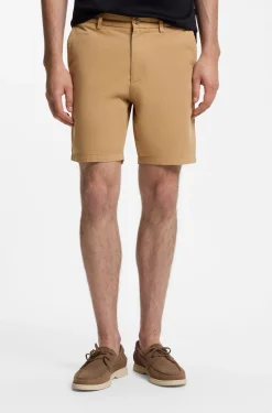 Modern-Fit Shorts aus überfärbtem elastischem Baumwoll-Twill