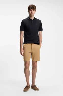 Modern-Fit Shorts aus überfärbtem elastischem Baumwoll-Twill