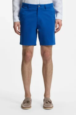 Modern-Fit Shorts aus überfärbtem elastischem Baumwoll-Twill