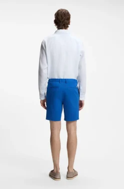 Modern-Fit Shorts aus überfärbtem elastischem Baumwoll-Twill