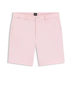 Modern-Fit Shorts aus überfärbtem elastischem Baumwoll-Twill