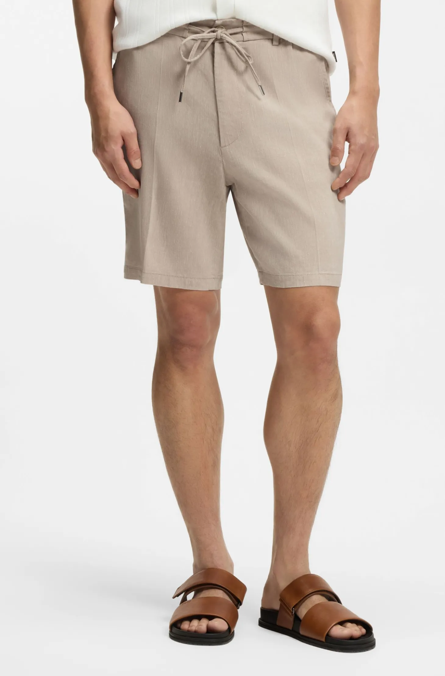 Modern-Fit Shorts aus Leinen-Mix