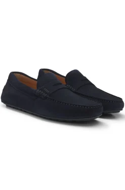 Mokassins aus Veloursleder mit Pennyloafer-Detail