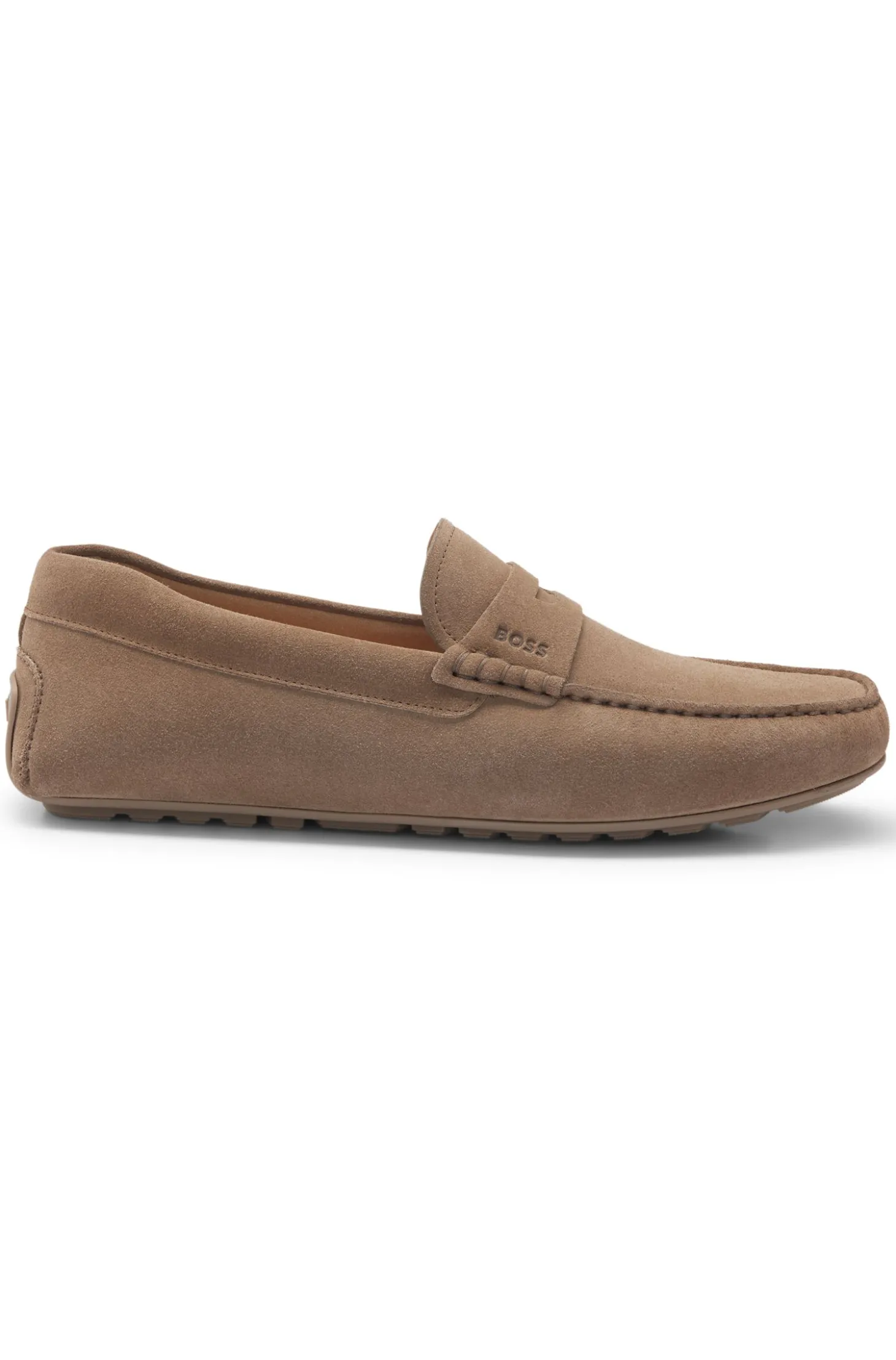 Mokassins aus Veloursleder mit Pennyloafer-Detail