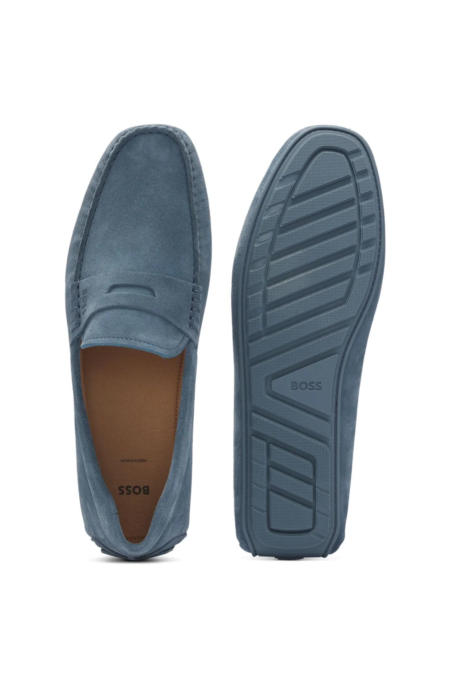 Mokassins aus Veloursleder mit Pennyloafer-Detail