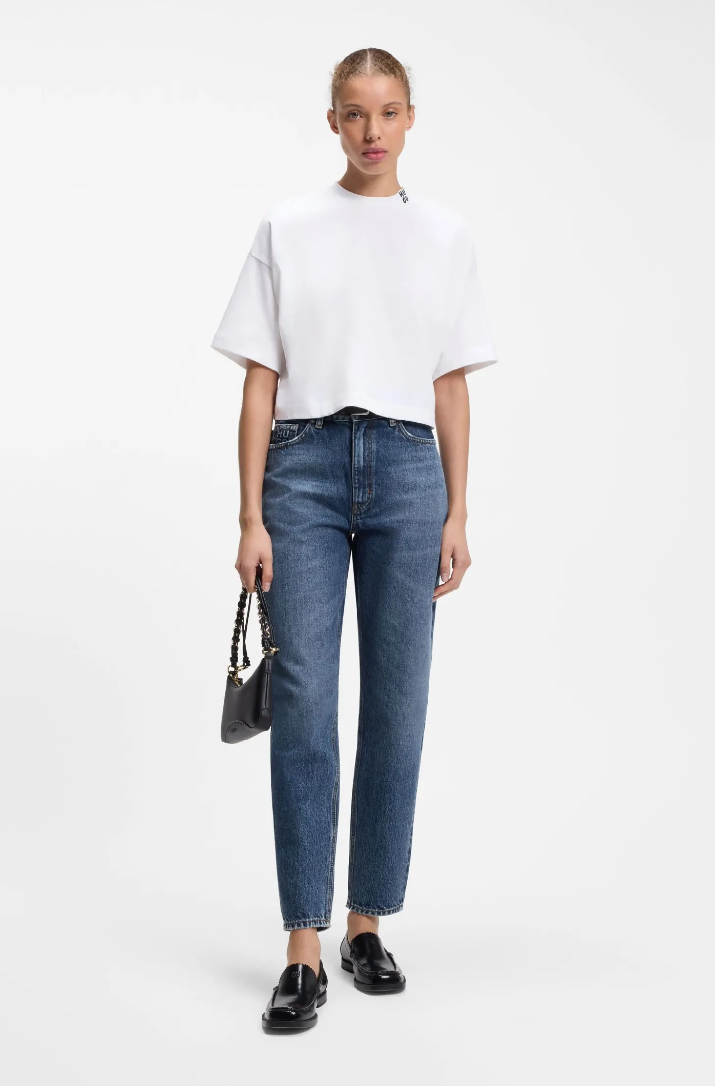 Mom-Fit Jeans aus blauem Denim