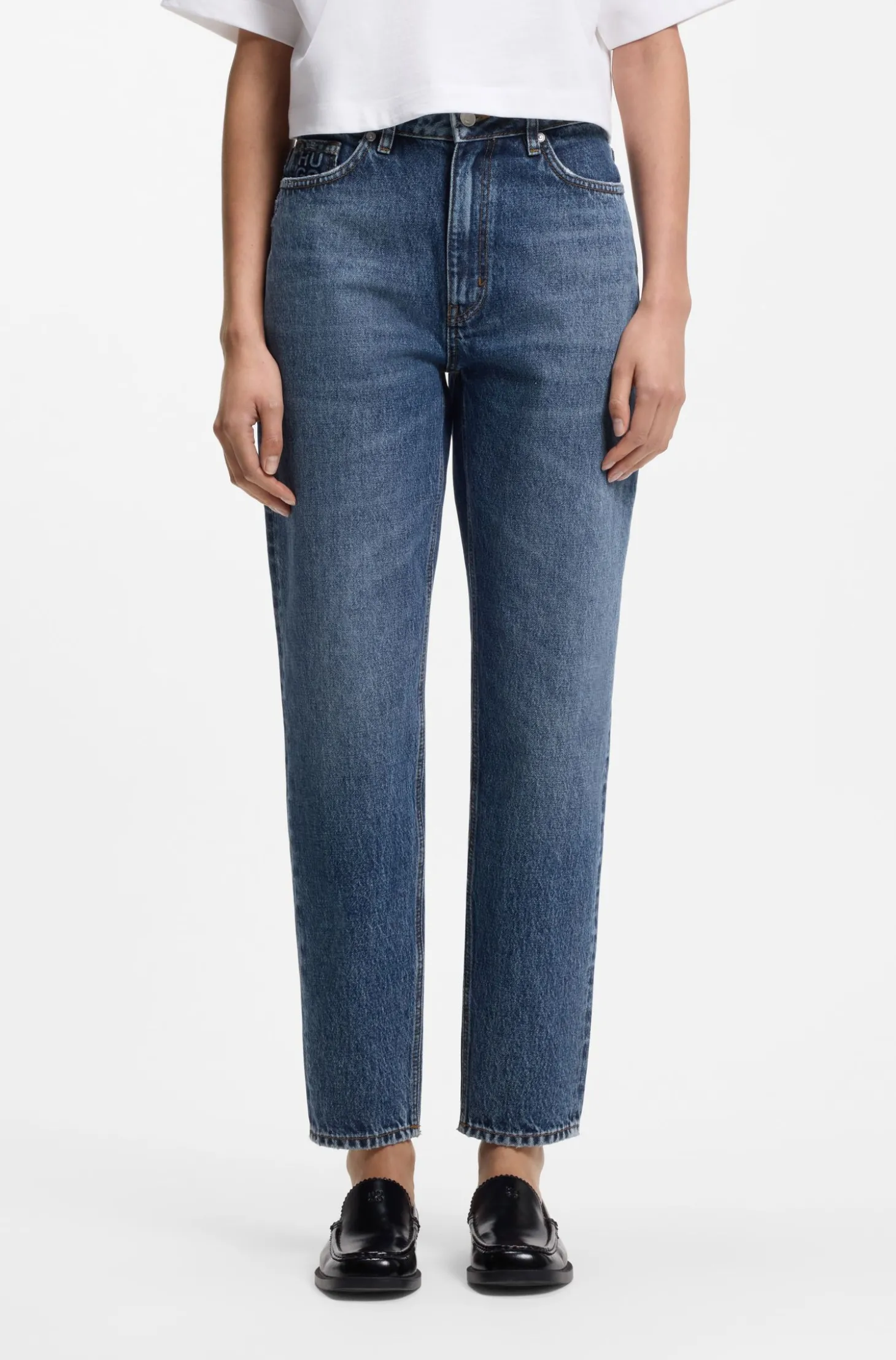 Mom-Fit Jeans aus blauem Denim