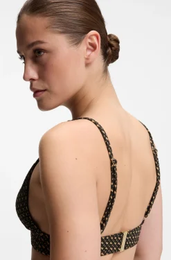 Monogramm-gemustertes Bikini-Top mit herausnehmbarer Wattierung