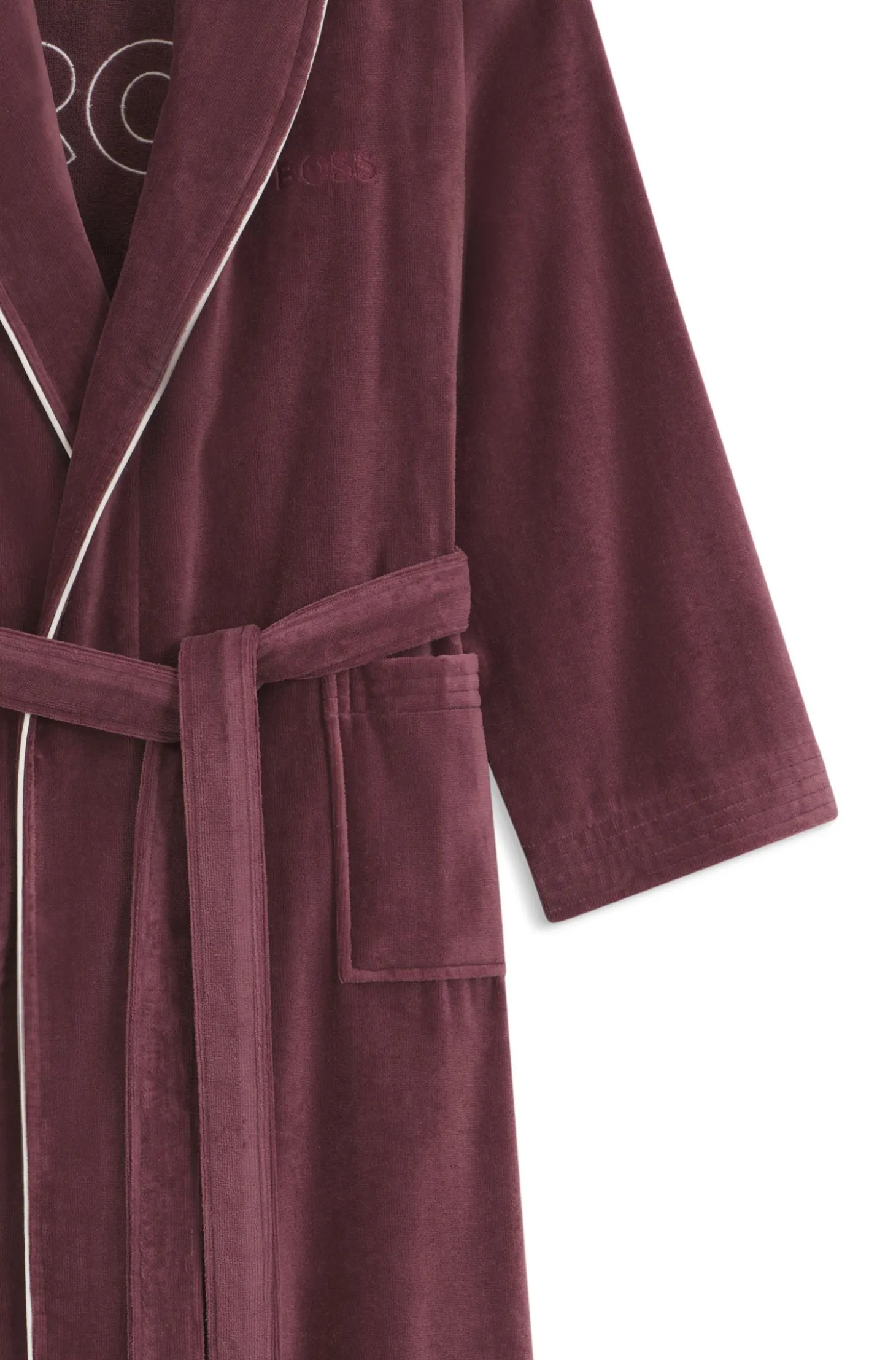 Morgenmantel aus Baumwolle mit Paspeln und Logo-Stickerei