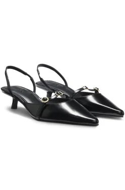 Mules mit offener Ferse aus Brush-Off-Leder