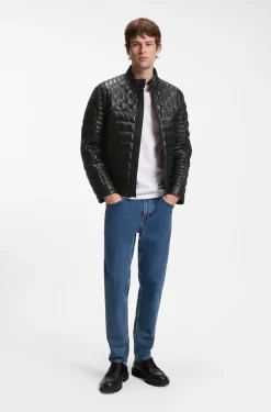Nappa-Lederjacke mit Steppeinsätzen