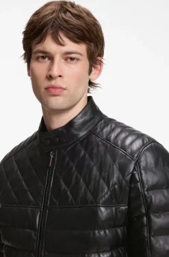 Nappa-Lederjacke mit Steppeinsätzen