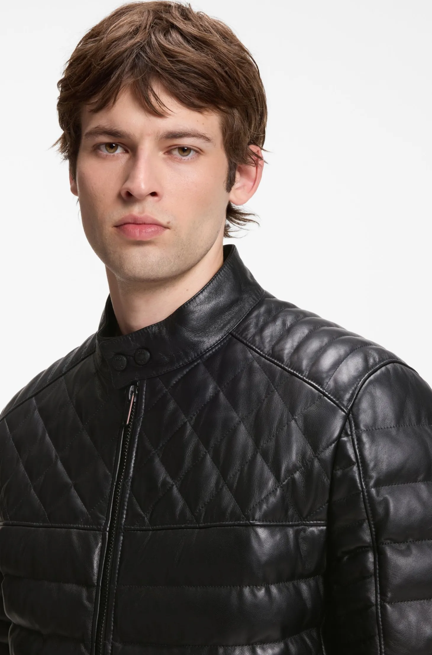 Nappa-Lederjacke mit Steppeinsätzen