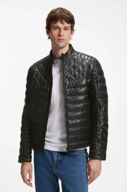 Nappa-Lederjacke mit Steppeinsätzen