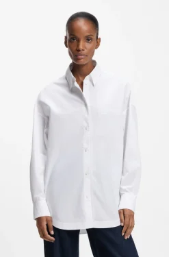 Oversized Bluse aus Baumwoll-Popeline und Organza