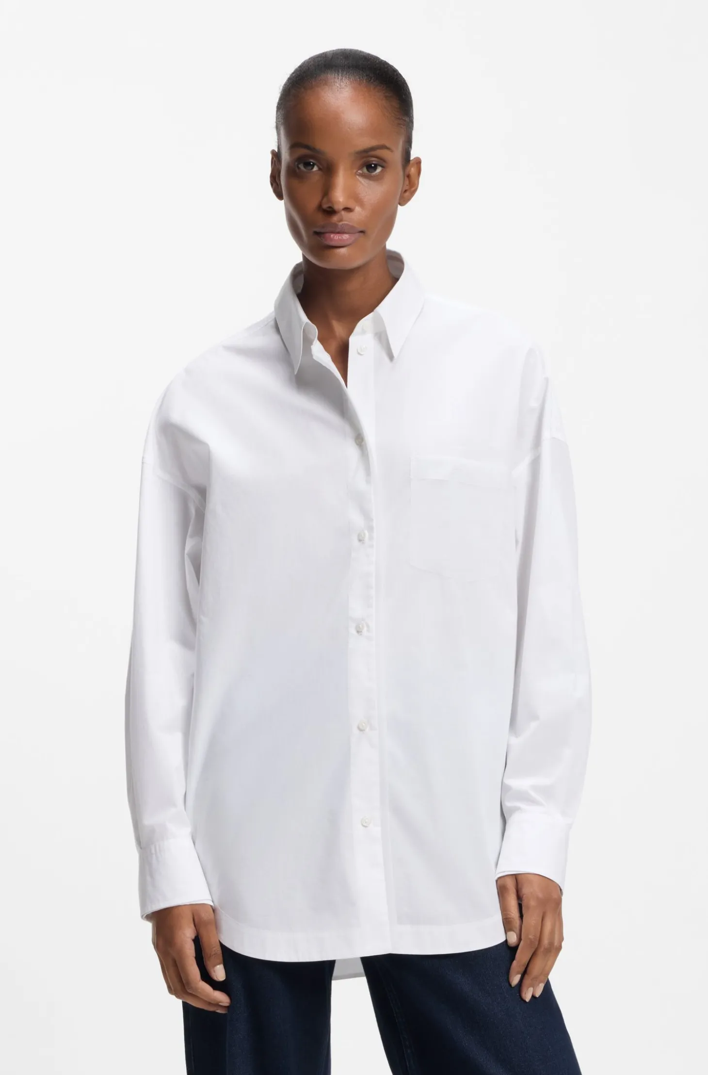 Oversized Bluse aus Baumwoll-Popeline und Organza