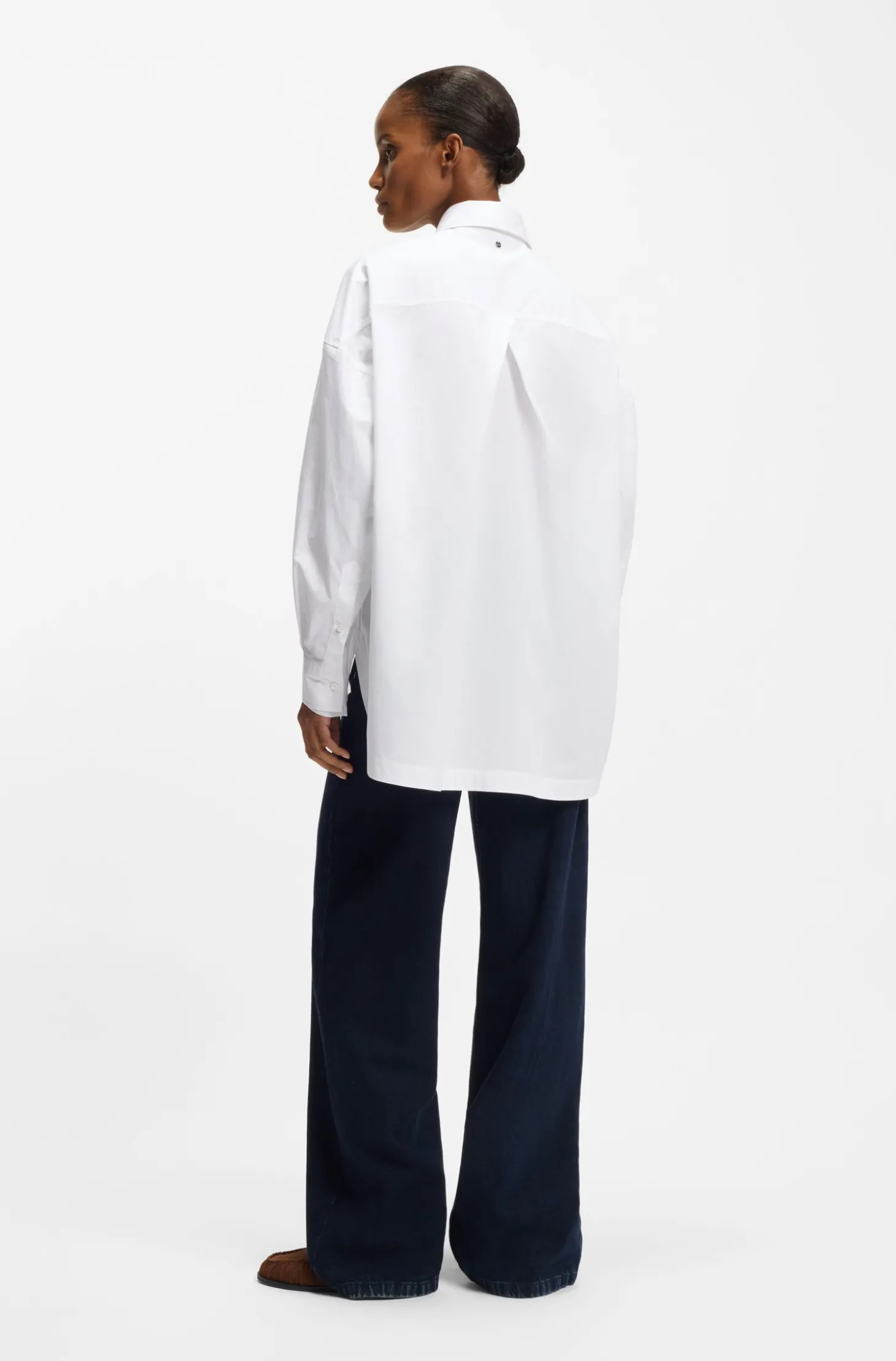 Oversized Bluse aus Baumwoll-Popeline und Organza