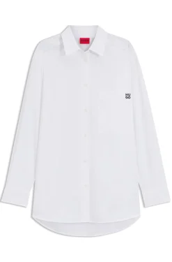 Oversized Bluse aus Baumwoll-Canvas mit Logo-Stickerei