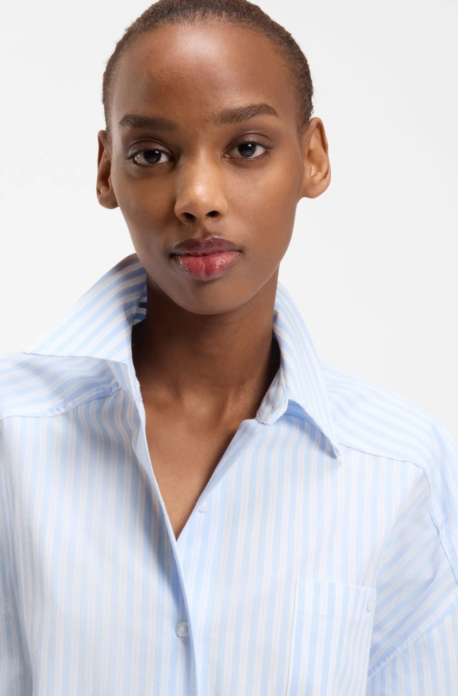 Oversized Bluse aus gestreifter Baumwoll-Popeline