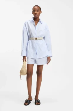 Oversized Bluse aus gestreifter Baumwoll-Popeline