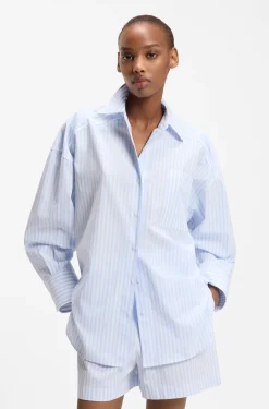 Oversized Bluse aus gestreifter Baumwoll-Popeline