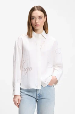 Oversized Bluse mit Burnout-Logo-Print