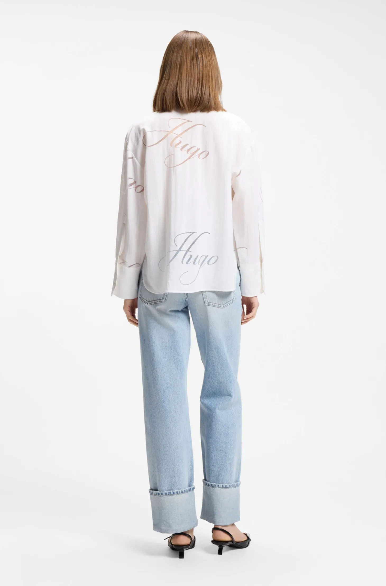 Oversized Bluse mit Burnout-Logo-Print