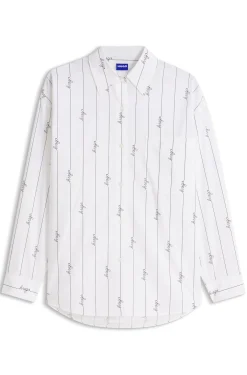 Oversized-Fit Bluse aus Baumwoll-Popeline mit Logo-Schriftzügen