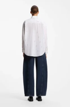 Oversized-Fit Bluse aus Baumwoll-Popeline mit Logo-Schriftzügen