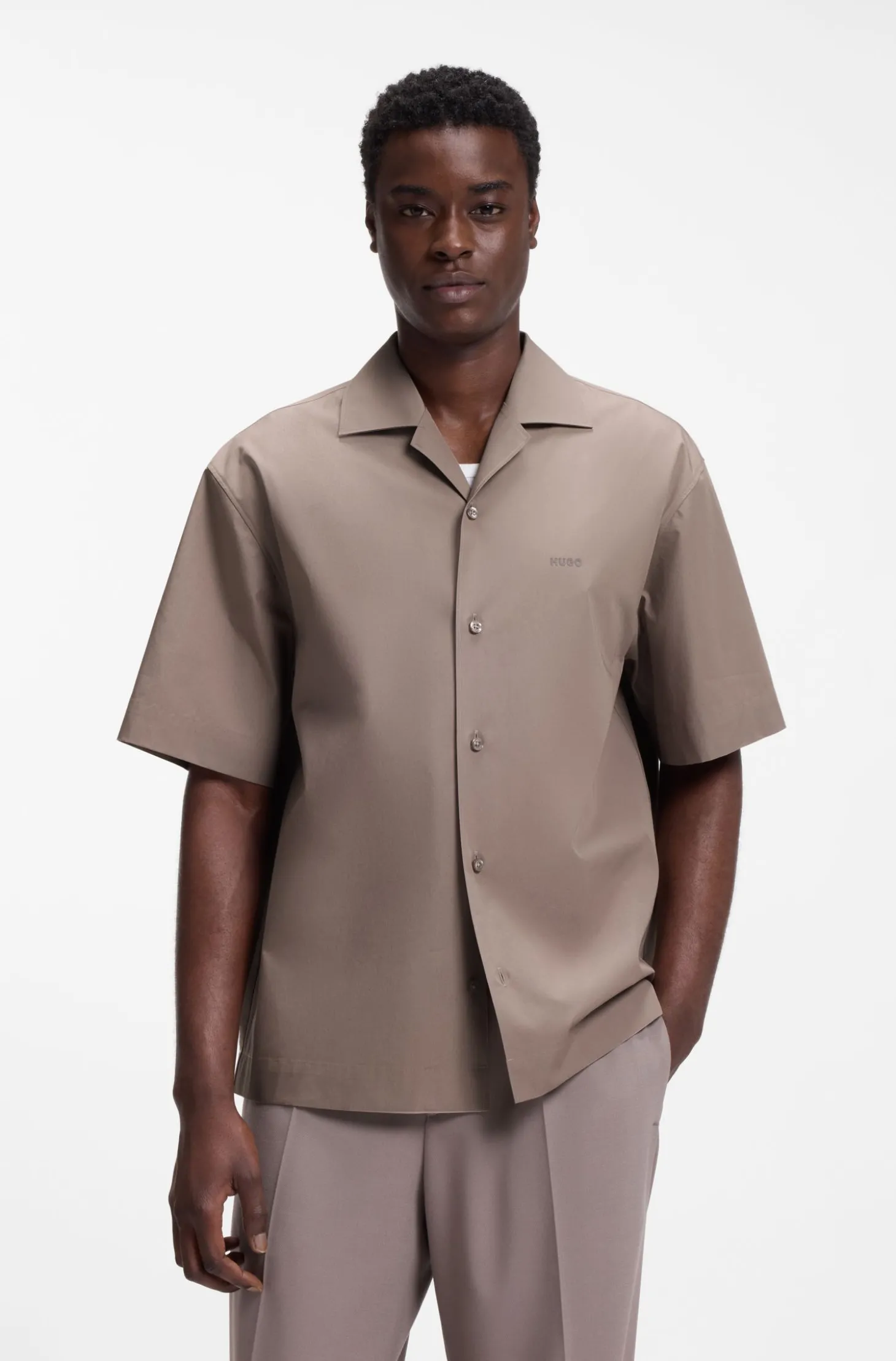 Oversized-Fit Hemd aus Baumwolle mit Paper-Touch-Effekt