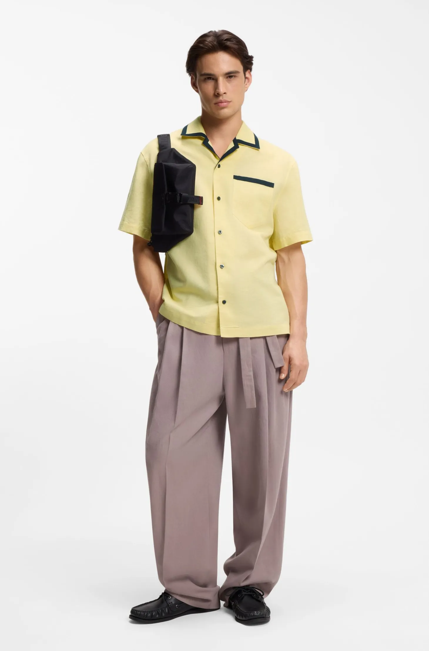 Oversized-Fit Hemd aus Leinen und Baumwolle