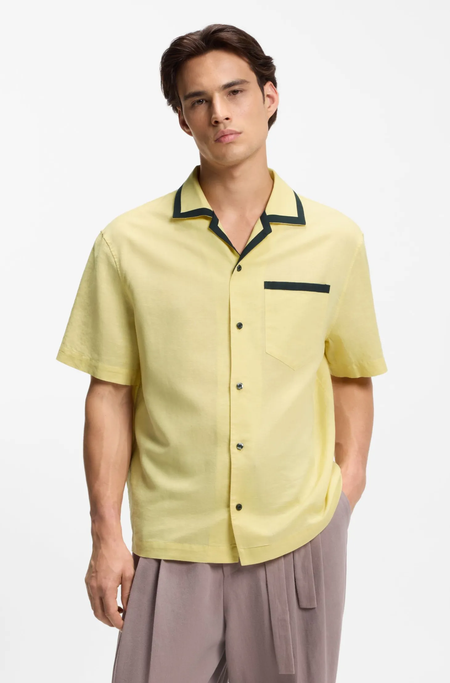 Oversized-Fit Hemd aus Leinen und Baumwolle
