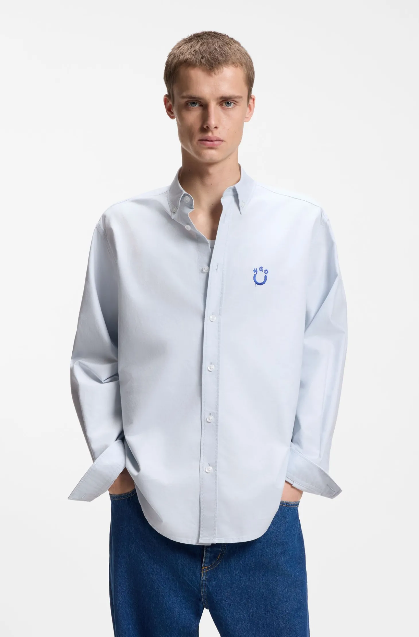 Oversized-Fit Hemd aus Oxford-Baumwolle mit Logo-Stickerei