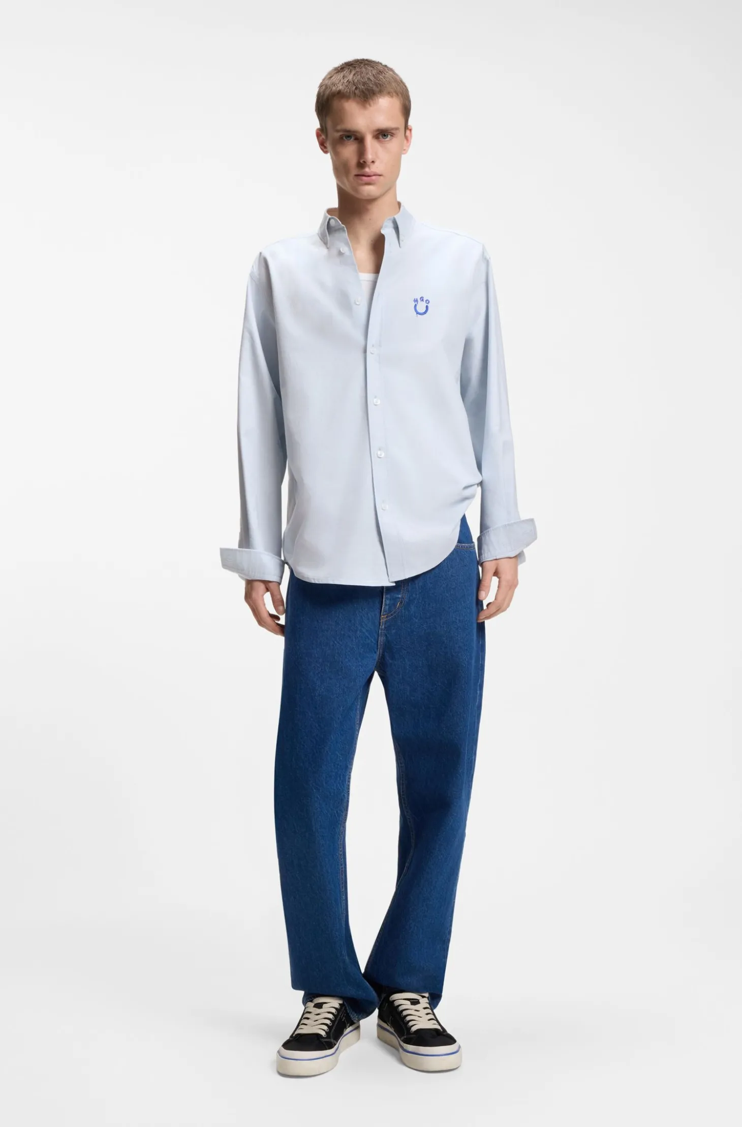 Oversized-Fit Hemd aus Oxford-Baumwolle mit Logo-Stickerei