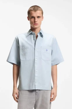 Oversized-Fit Hemd aus strukturierter Baumwolle mit aufgesetzten Taschen