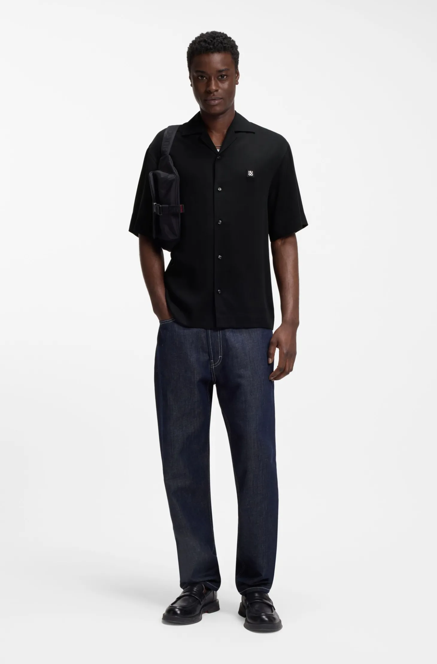 Oversized-Fit Hemd mit Stack-Logo-Besatz