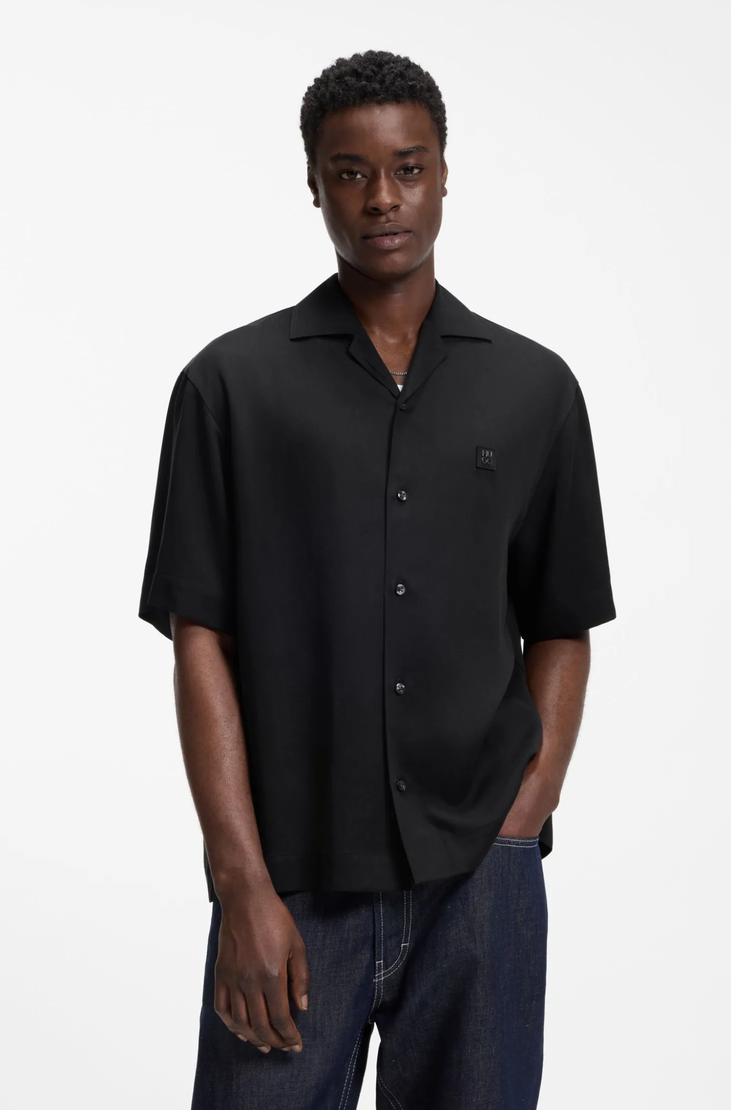 Oversized-Fit Hemd mit Stack-Logo-Besatz