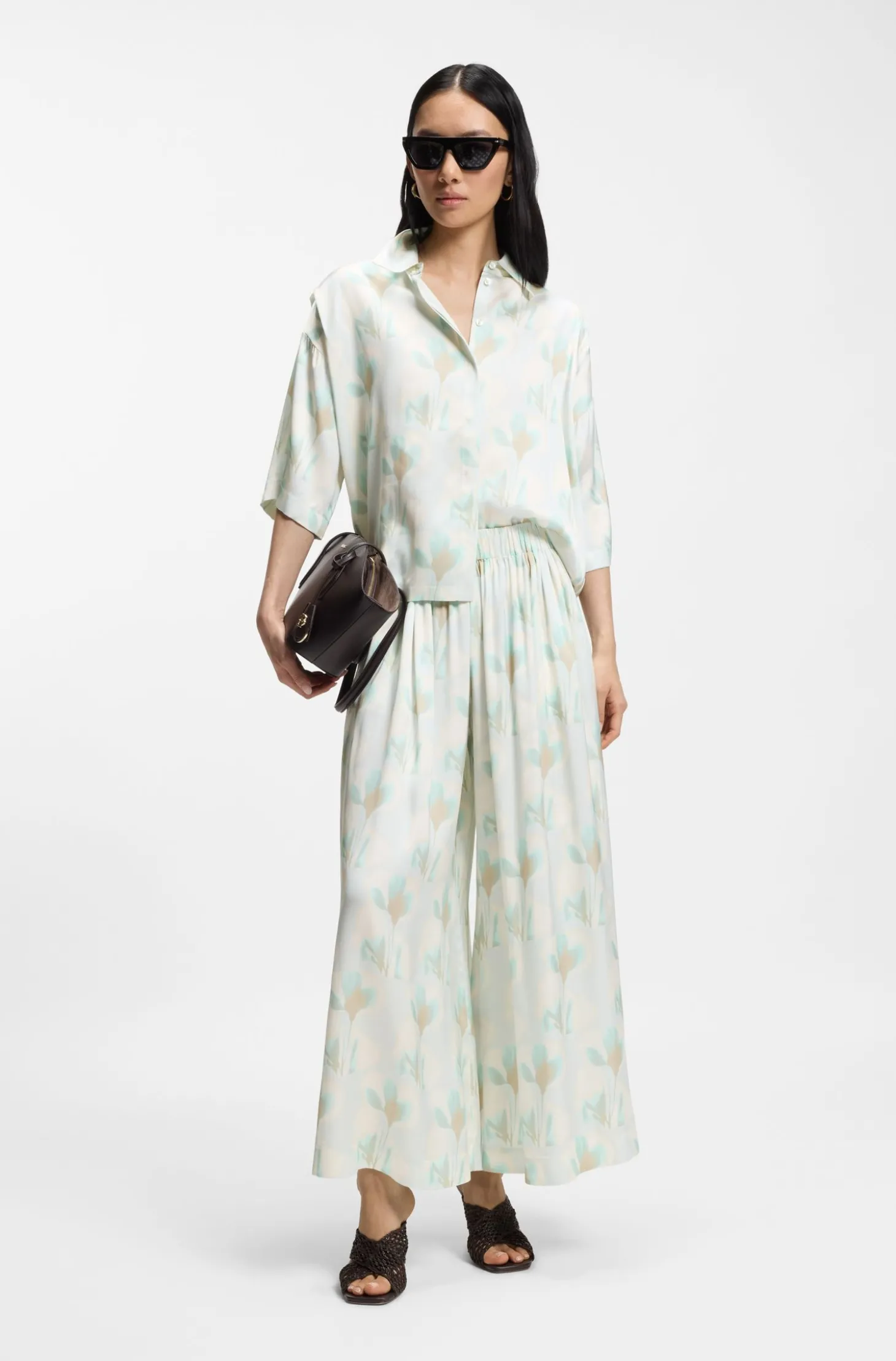 Oversized-Fit Hose mit weitem Bein und Blumenprint