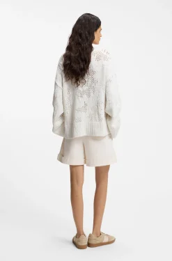 Oversized-Fit Pullover aus Baumwoll-Mix mit Strickmuster