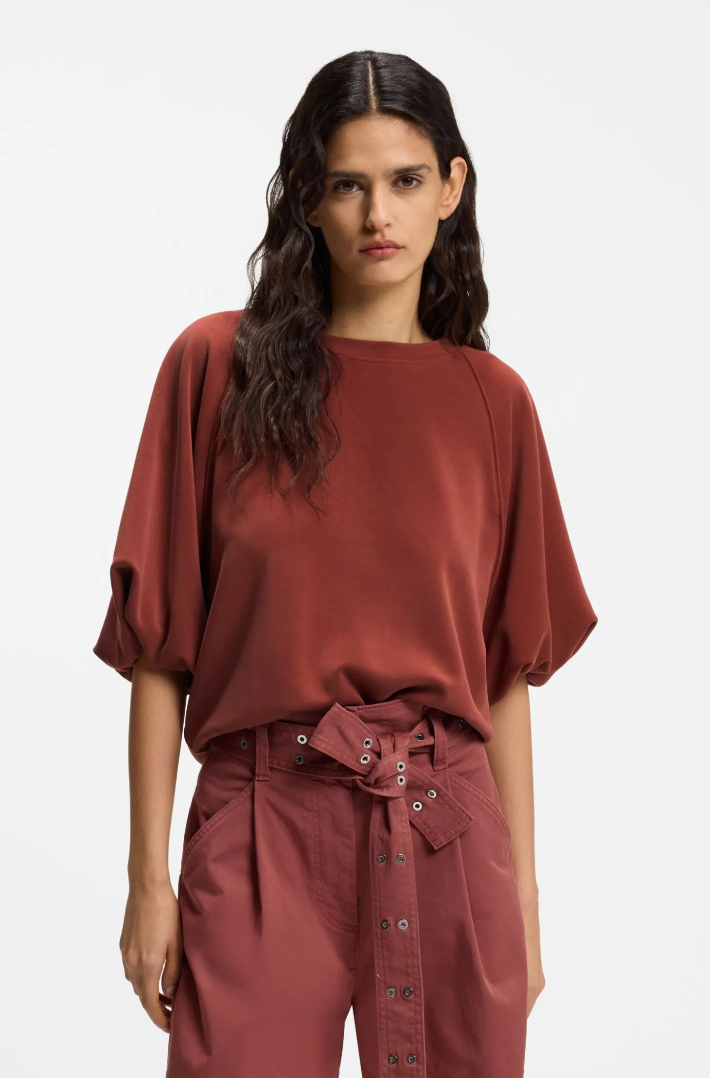 Oversized-Fit Sweatshirt mit kurzen Ballonärmeln
