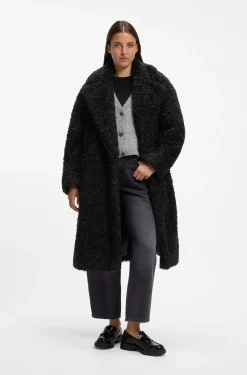 Oversized-Fit Teddy-Mantel mit zweireihiger Knopfleiste