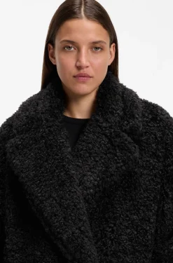 Oversized-Fit Teddy-Mantel mit zweireihiger Knopfleiste