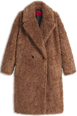 Oversized-Fit Teddy-Mantel mit zweireihiger Knopfleiste