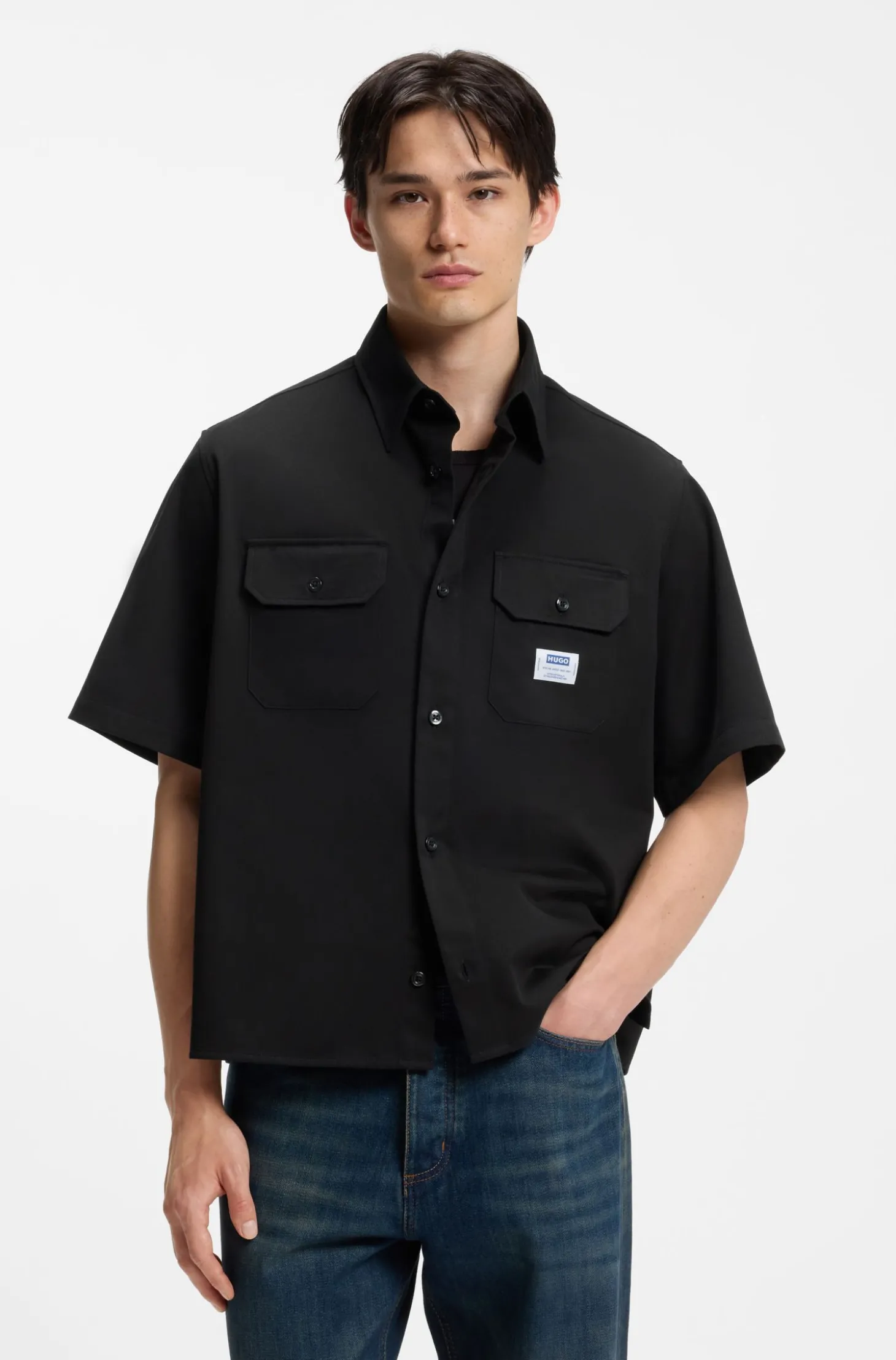 Oversized Hemd aus Baumwoll-Twill