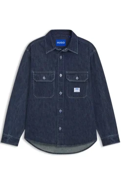 Oversized Hemd aus blauem Denim