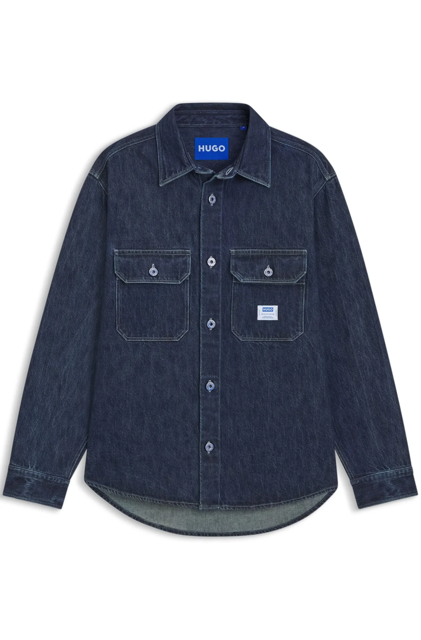 Oversized Hemd aus blauem Denim