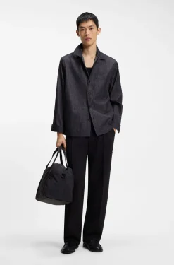 Oversized Hemd aus indigoblauem Baumwoll-Denim