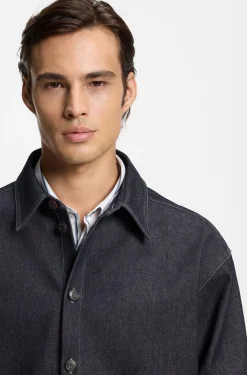 Oversized Hemd aus schwerem dunkelblauem Denim